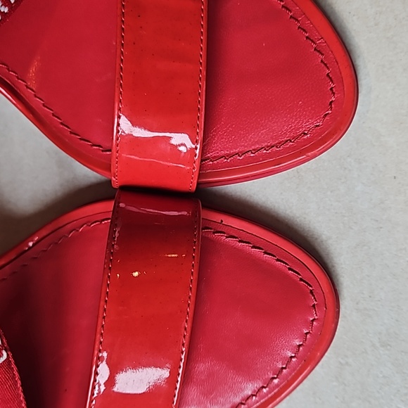 Louis Vuitton Red Patent Leather Logo Heels [size 37] - Picture 5 of 9